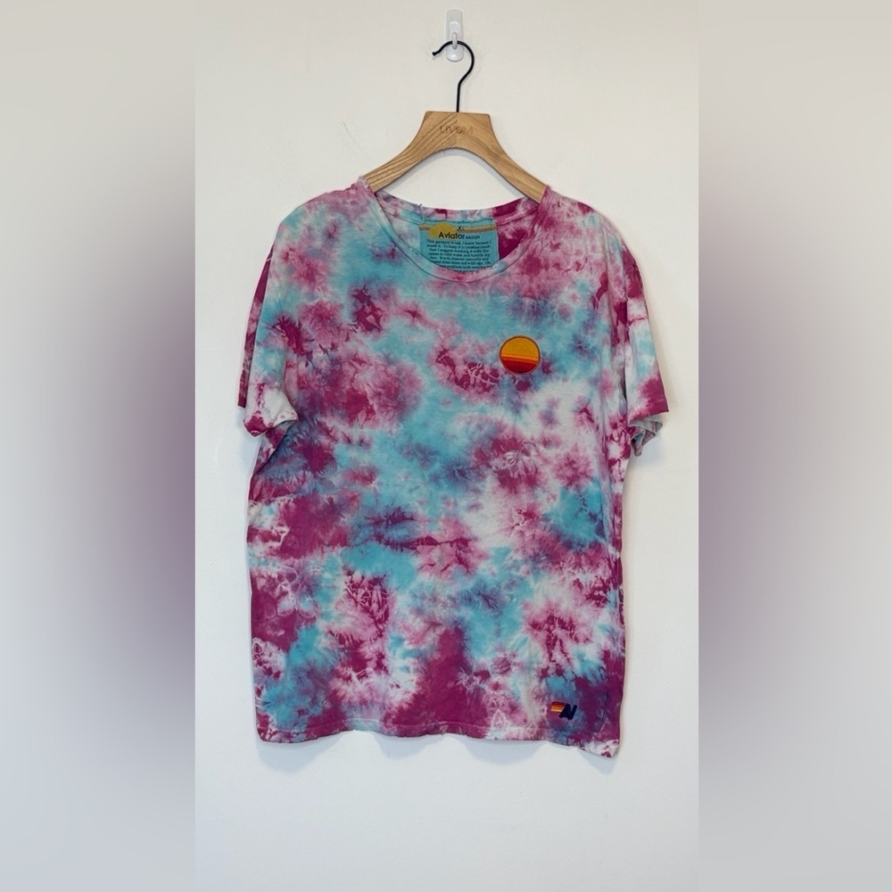 Tie-Dye Short Sleeve Tee in Purple & Aqua - Unbranded